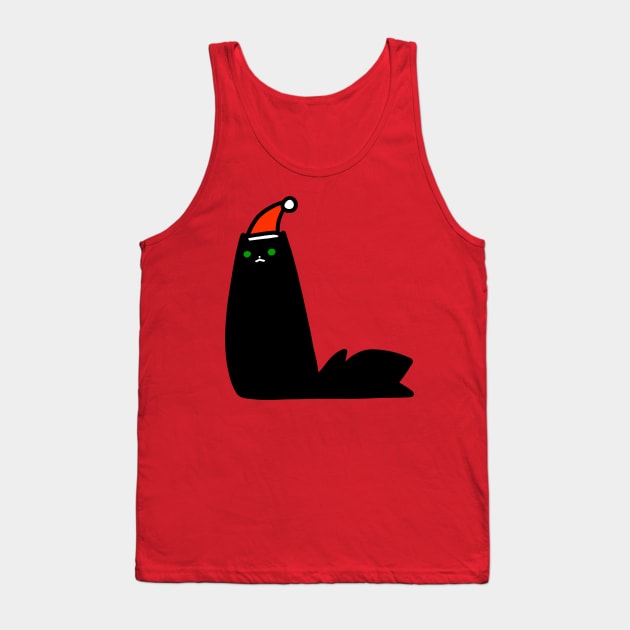 Christmas Black Cat Tank Top by saradaboru